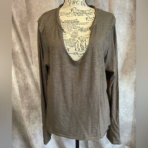 NATURAL LIFE Deep V-Neck Charcoal Long Sleeve Top XL New with tags